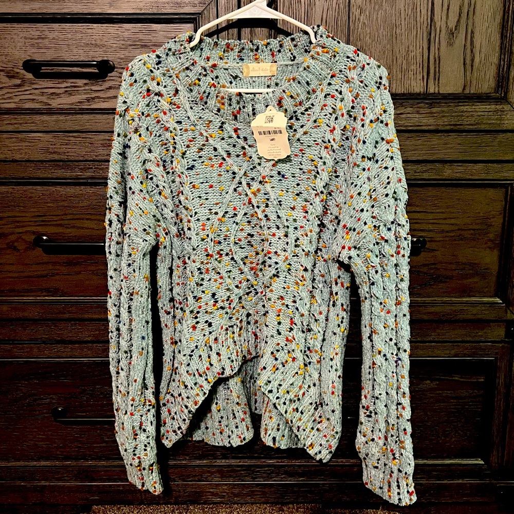 altar’d state NWT light teal speckled sweater